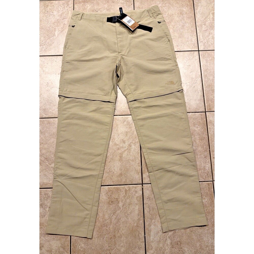 North Face Pants Men 36x34 Paramount Trail Convertible Belted Beige Slim Fit NEW